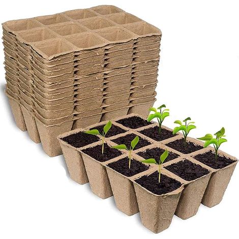 Plateau de germination de 10 pièces, plateau de germination de 12 alvéoles pour la culture du blé (avec 10 plateaux et couvercles) (1/5)