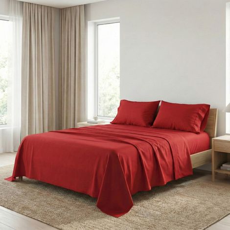 COMPLETO lenzuolo STRONG LENZUOLA tinta unita BORDEAUX puro COTONE Made in Italy Una Piazza