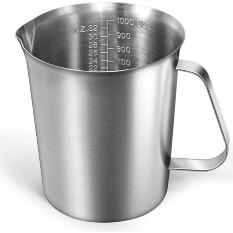 Tasse A Mesurer - Acero Inoxidable 304 - 1000 Ml - Para Cocina Domestica Y Profesional - 1 Unidad (1/4)