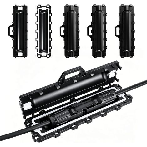 Lot de 4 boîtes de protection solaires pour prise marine, mâle/femelle, boîtier de protection IP68, joint de sécurité étanche pour systèmes de panneaux solaires, centrales électriques PV (noir) (1/5)