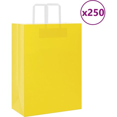 Sacs en papier 250 pcs avec poignées jaune 32x17x44 cm vidaXL