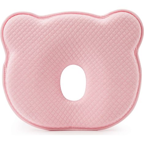 Oreiller Ergonomique Bébé Anti-Tête Plate en Mousse Mémoire, Coussin d'Allaitement 3D Respirant Rose (1/5)