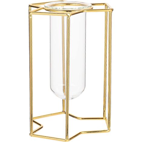 Mini vase en métal et verre à trois feuilles, compatible avec la décoration, 1 pièce (1/5)