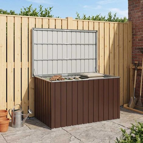 Coffre de rangement de jardin 1,03 m³ en acier galvanisé marron 149 x 99 x 93 cm - PANGIVO (1/5)