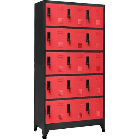 Armoire à casiers moderne rangement 90 x 40 x 180 cm design décoratif avec portes verrouillables en acier anthracite (1/5)