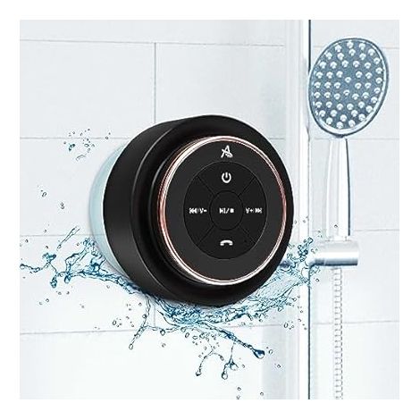 Rose Or Bluetooth Haut Parleur de Douche certifié ipx7 étanche Haut Parleur de Salle de Bains avec Ventouse Microphone 5W Son Cristal 15h Temps de Lecture pour Les Femmes (1/5)