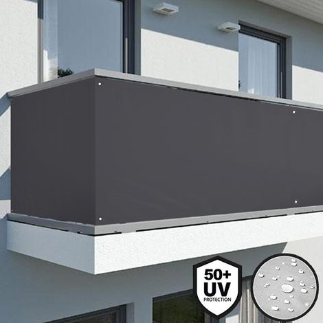 Telo Copertura Frangivista Frangivento Ringhiera Protezione Balcone Grigio Scuro (1/7)