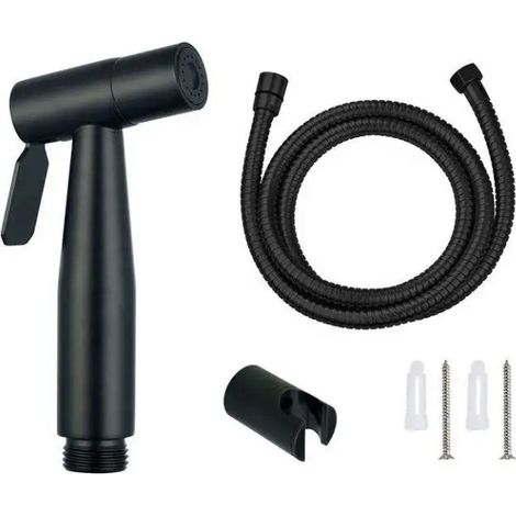 Kit complet de bidet pour toilettes - buse de bidet portable avec pommeau de douche, flexible, installation facile (noir) (1/5)