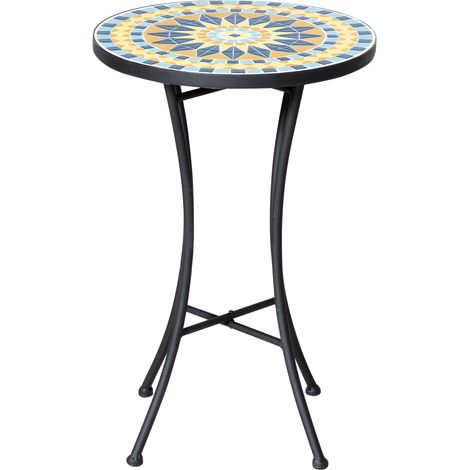 Table en métal pour jardin avec plateau mosaïque Ф35,5x53,5cm