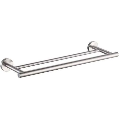 Porte-serviettes double pour salle de bain, cuisine, en acier inoxydable 304, antirouille, montage mural, surface brossée (1/4)