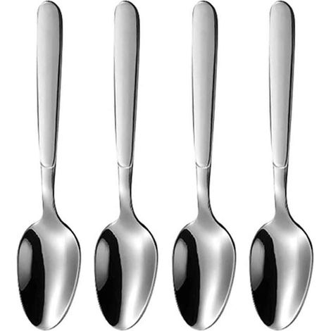Ensemble de 4 cuillères de table en acier inoxydable, idéales pour la soupe et un usage quotidien. (1/5)