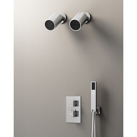 Grifo serie Orion para conjunto de ducha empotrable cromo termostático lluvia + cascada