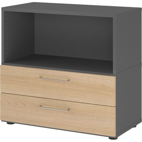 bümö flexi Aktenschrank klein mit Schubladen   Graphit/Eiche