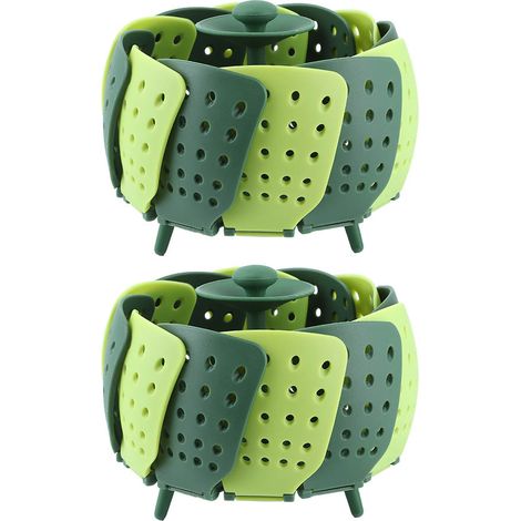 Lot de 2 paniers vapeur pliables résistants aux hautes températures pour légumes et fruits (1/5)
