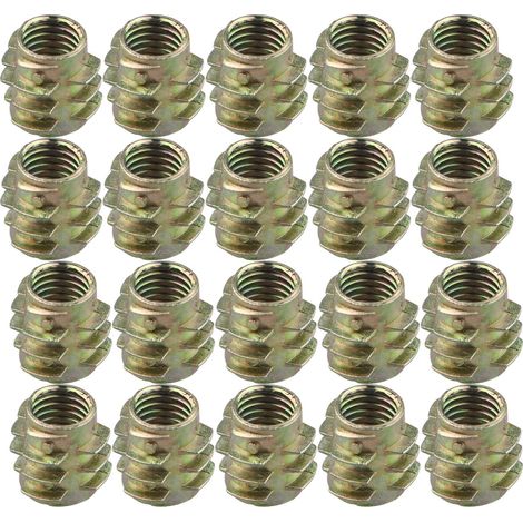 20 pcs M8 x 13 MM Insert Écrou meubles en bois Filetage Vis Bride Attaches à douille hexagonale pour lits Berceau d'armoire (1/4)
