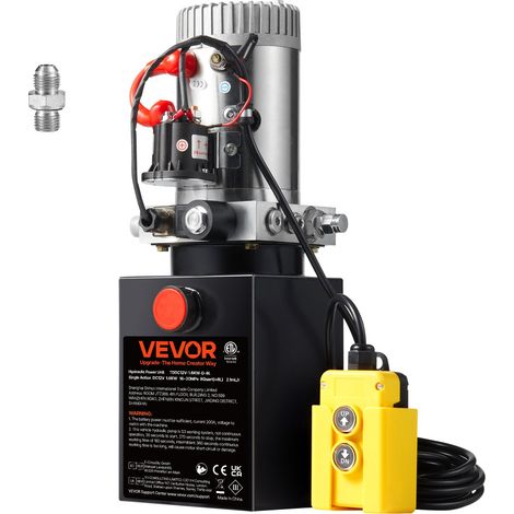 Pompe Hydraulique DC 12 V 8 L Groupe Hydraulique Simple Effet Débit d'Huile 3,44 L/min Max. Pression de Décharge 22 MPa pour Camion à Benne Basculante Nacelle Élévatrice Remorque Levage Bennage (1/5)