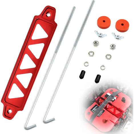 Staffa di fissaggio batteria applicabile, staffa di fissaggio batteria in lega di alluminio, vassoio batteria per supporto batteria auto, accessori di bloccaggio, blocco batteria auto - con bulloni a 