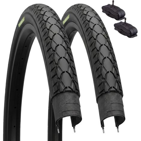 2 COPERTONI NERI 28x1 1/2 (40-635) + CAMERE D'ARIA AMERICA PNEUMATICI STRADALI BICICLETTA CITY BIKE BICI TREKKING 28 POLLICI (1/3)