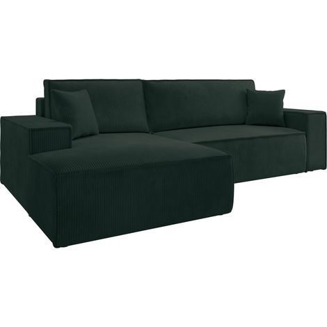 Selsey Farese - Ecksofa mit Schlaffunktion, Cordbezug, grün, linksseitig