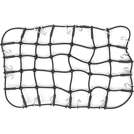 Filet à Bagages RC, Simulation Caoutchouc Filet Décoratif Crawler Voiture Net Bagage Avec Crochets 1/8 1/10 Stockage Galerie Toit Extensible Outil Réservoir Carburant Accessoire Universel Rouge (1/4)