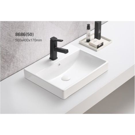 Vasque à poser en céramique blanche - L 50 x l 40 cm - Gamme Rita - Livraison gratuite