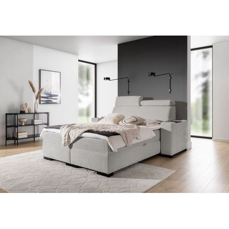 Boxspringbett Bett NESTOR 200x200cm Set.1 in Stoff Dress Me Silbergrau (1/5)