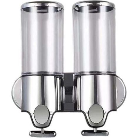 Lot de 2 distributeurs de savon mural de 500 ml - Distributeur de savon manuel pour désinfectant - Distributeur de shampooing et de gel douche pour toilettes, salle de bain, cuisine, hôtel, bureau (1/5)