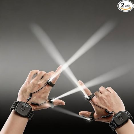 Lampe torche mains libres rechargeable pour le bout des doigts, lampe de travail flexible à fixer au poignet pour la réparation mécanique et la pêche de nuit. (1/5)