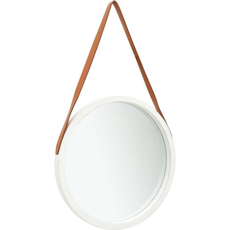 Wall Mirror with Strap 50 cm White vidaXL