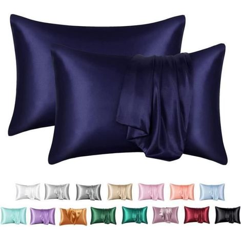Taies d'oreiller - Satin - Lot de 2 - 50x75cm - Hypoallergénique - Fermeture Éclair Cachée (1/4)