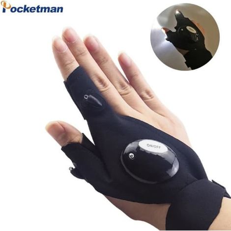 Lampe torche - Réparation de sangle magique - Gant pour les doigts - LED - Noir - Extérieur (1/4)