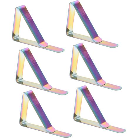 6 pinces triangulaires inox – supports nappe – pique-nique/tables extérieur – antidérapantes – design simple (1/5)