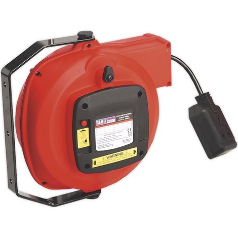 Sealey Cable Reel System Retractable 10m 2 x 230V Socket CRM10