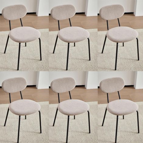 Esszimmerstuhl 6er Set Khaki, stapelbar, gepolstert, Metallbeine (1/5)
