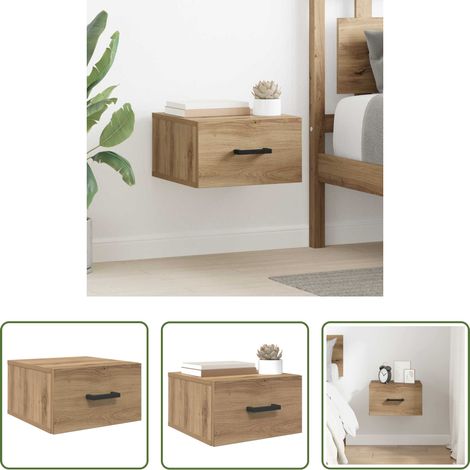 Rangement chambre - Cabinet de chevet avec tiroir chêne artisanal 35 x 35 x 20 cm (1/5)