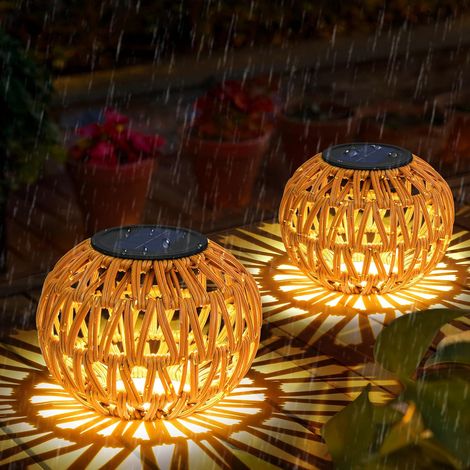 2 set di luci solari impermeabili per esterni, lampade solari da tavolo per esterni Luci solari in latino intrecciate a mano, lampade bohémien, luci solari decorative (1/3)