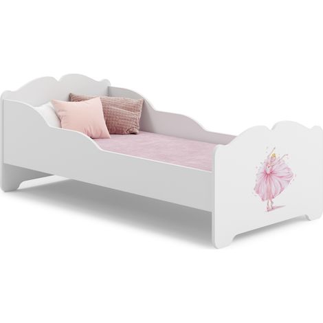 ANNA letto per bambini con materasso 140x70 Principessa con corona