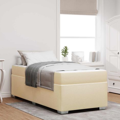 Estructura de cama con colchón Crema 90 x 190 cm tela (1/5)
