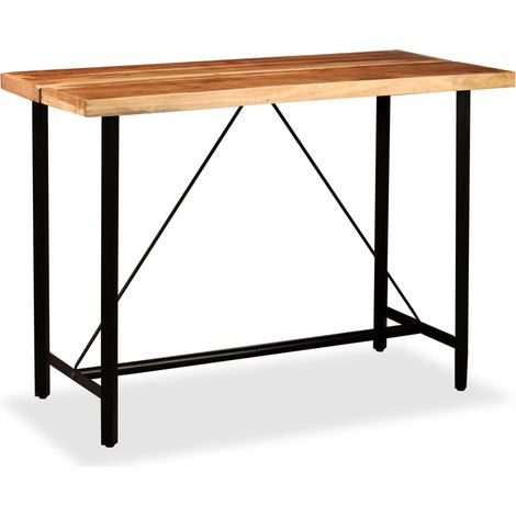 Set de 1 Table et 6 Tabourets de bar, Ensemble Table et Chaises Bois d'acacia massif et de récupération OIB3700E (1/5)