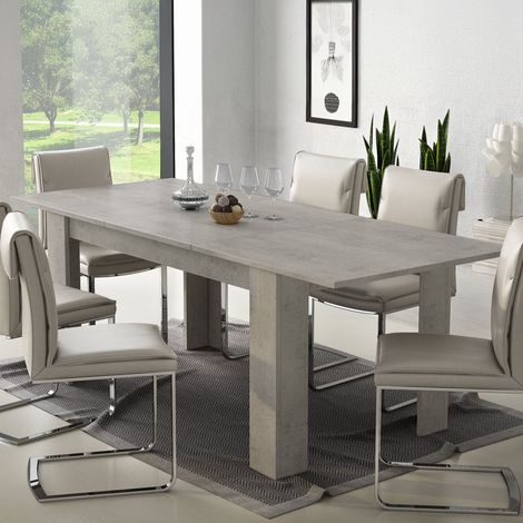 Ausziehbarer Tisch Campora, ausziehbar, mit zentralem Verlängerungsmechanismus, max. Länge 220 cm, 220x90x75h cm, Beton Grau (1/3)