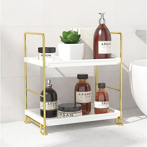 Organisateur d'étagère de maquillage à 2 niveaux, étagère à épices de cuisine ou organisateur de comptoir de salle de bain (1/4)