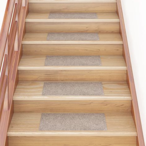 Lot de 15 Tapis d'escalier autocollants Rectangulaire - Tapis de marche pour Enfants, Aînés et Animaux 60x25cm Crème BV420150 - BonneVie (1/5)