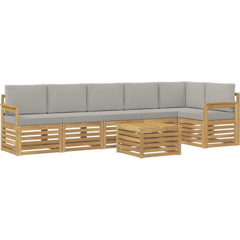 Set di divani da esterno 7 pz Bianco e Grigio Chiaro Poliestere vidaXL (1/5)