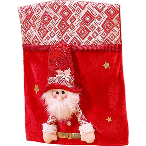 Abnehmbarer roter Weihnachtsstuhlbezug, Motiv: alter Mann, festliche Weihnachtsdekoration (1/3)