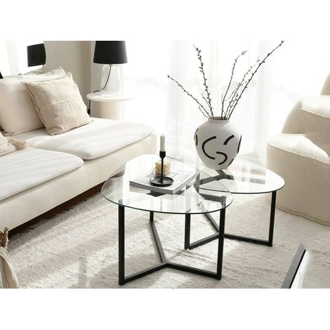 Dmora - Wohnzimmertisch Lunaria, Niedriger Wohnzimmertisch, Kaffeeregal, Couchtisch für Sofa, 82x58h40 cm, Schwarz, mit verstärkter Verpackung (1/5)