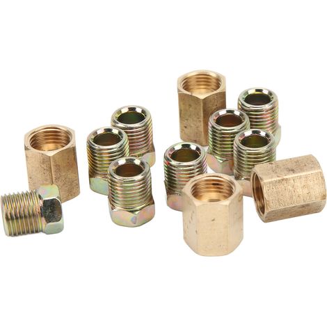 Raccords de ligne de frein en laiton, lot de 12 pièces, filetage 7/16-24, pour tube de 1/4 pouce, accessoires auto de remplacement (1/5)