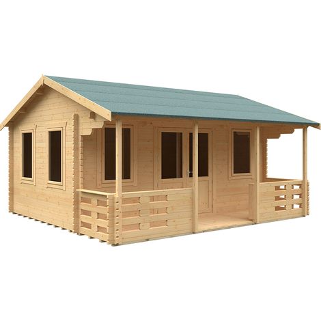 18x16 The Addlington 44mm Cabin - L535 x W475 x H303.6 cm - Solid Wood/Softwood/Pine - Natural