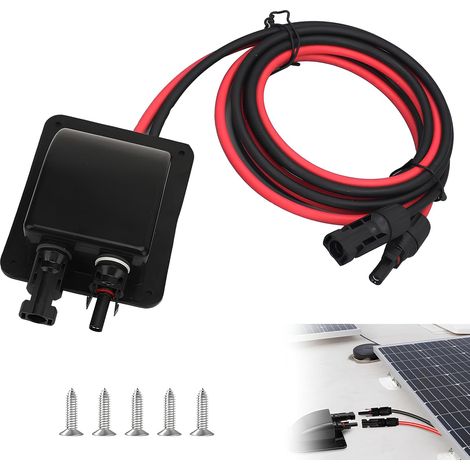 Passe-câble solaire de toit avec câble en cuivre souple de 2 m, double passe-câble ABS étanche, connecteur de câble pour camping-car, photovoltaïque, bateau (1/5)