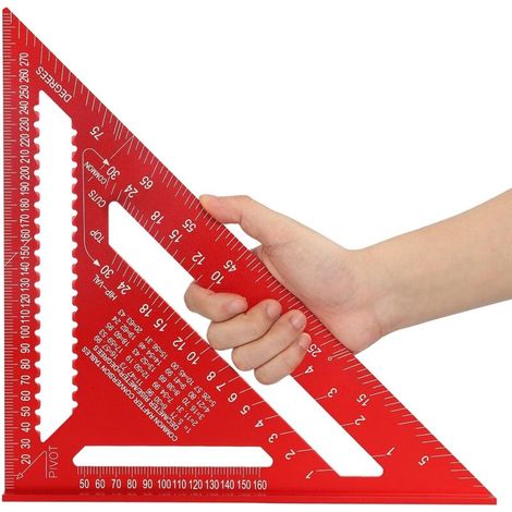 180 mm Equerre Menuisier, Aluminium Regle, équerres de charpentier triangulaire épaissi à 45 90 Degres, haute précision mesure outillage, pour charpen