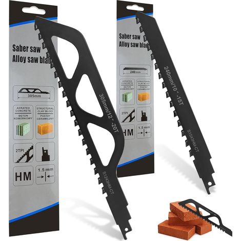 Reciprocating Saw Blade 240/305 mm – Carbide Sabre Saw Blade for Cellular Concrete Wood and Brick – Compatible with 240 305 (1/5)